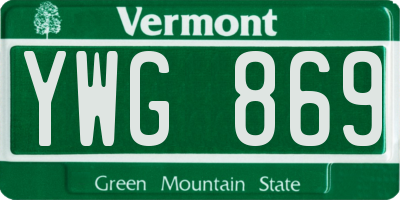 VT license plate YWG869