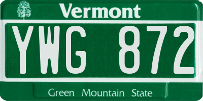 VT license plate YWG872