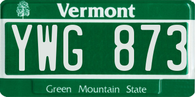 VT license plate YWG873