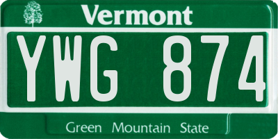 VT license plate YWG874