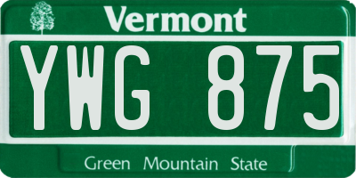 VT license plate YWG875