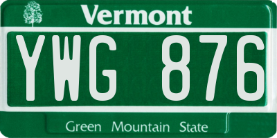 VT license plate YWG876