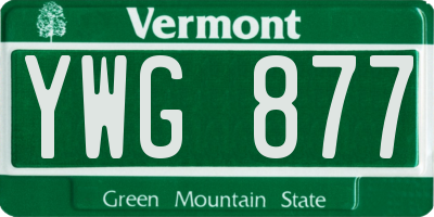 VT license plate YWG877
