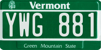 VT license plate YWG881