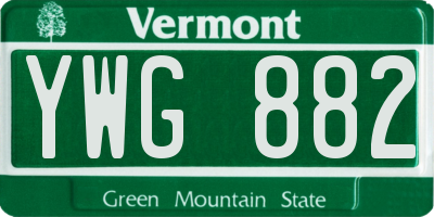 VT license plate YWG882
