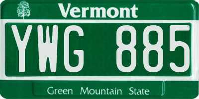 VT license plate YWG885