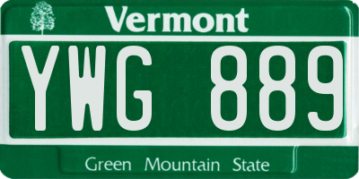 VT license plate YWG889