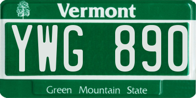 VT license plate YWG890