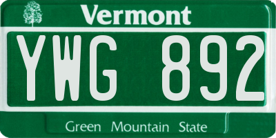 VT license plate YWG892