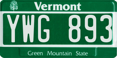 VT license plate YWG893