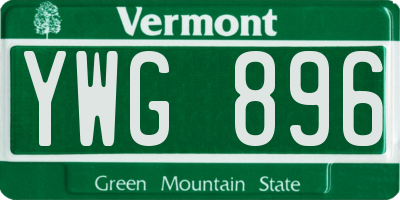 VT license plate YWG896