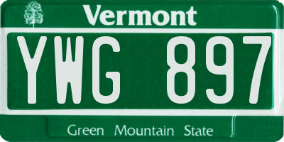 VT license plate YWG897