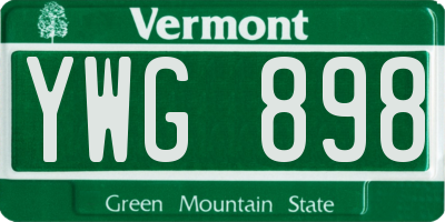 VT license plate YWG898