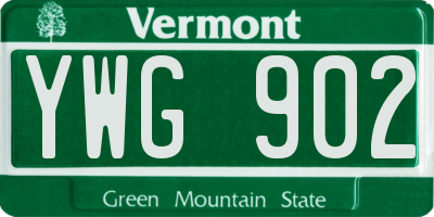 VT license plate YWG902