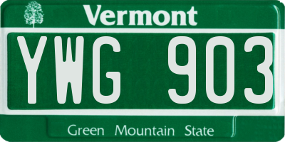 VT license plate YWG903