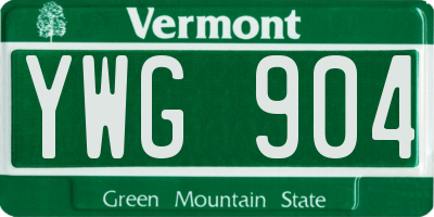 VT license plate YWG904