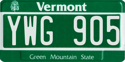 VT license plate YWG905