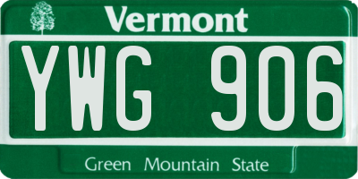 VT license plate YWG906