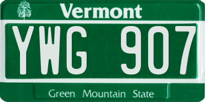 VT license plate YWG907