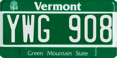 VT license plate YWG908