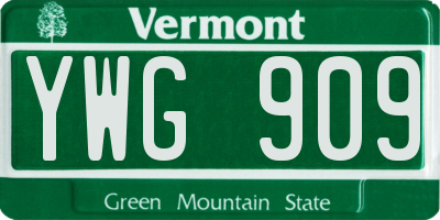 VT license plate YWG909