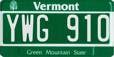VT license plate YWG910