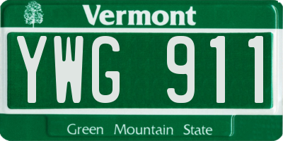 VT license plate YWG911
