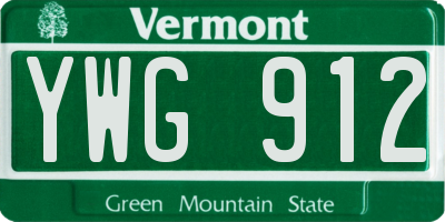 VT license plate YWG912