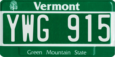 VT license plate YWG915