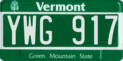 VT license plate YWG917