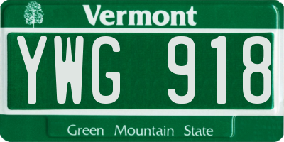 VT license plate YWG918