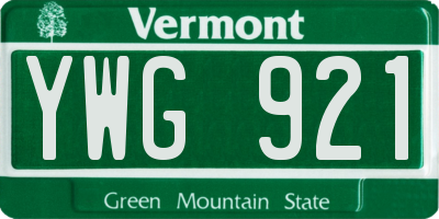 VT license plate YWG921