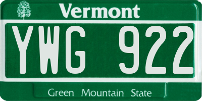 VT license plate YWG922