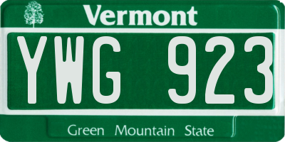 VT license plate YWG923