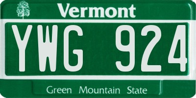 VT license plate YWG924