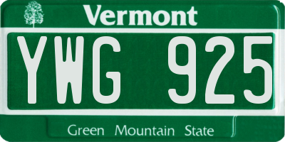 VT license plate YWG925
