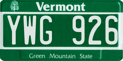 VT license plate YWG926
