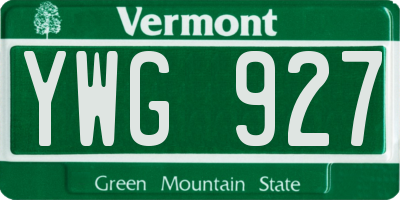 VT license plate YWG927