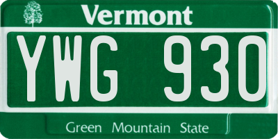 VT license plate YWG930