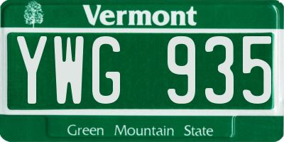 VT license plate YWG935