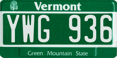 VT license plate YWG936