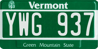 VT license plate YWG937