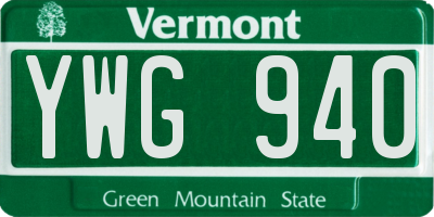 VT license plate YWG940