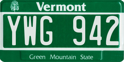 VT license plate YWG942