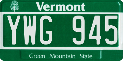 VT license plate YWG945