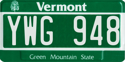 VT license plate YWG948