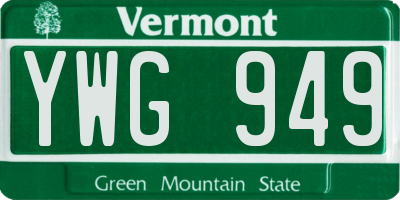 VT license plate YWG949