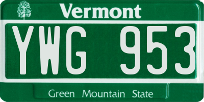 VT license plate YWG953