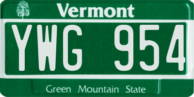 VT license plate YWG954