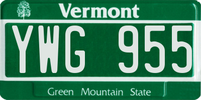 VT license plate YWG955